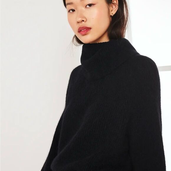 Quince Baby Alpaca-Wool Women's Black Turtleneck Sweater XS NWT - Picture 1 of 7